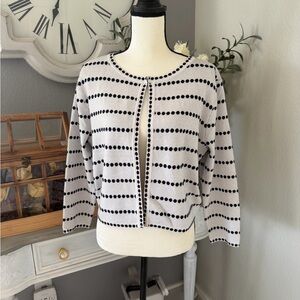 Sioni Black and White Striped Cardigan